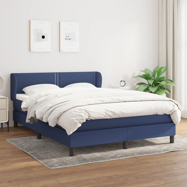 vidaXL Boxspringbett mit Matratze Blau 140x190 cm Stoff, 3126163
