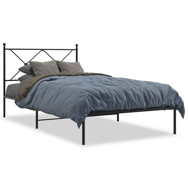 vidaXL Bettgestell mit Kopfteil Metall Schwarz 100x190 cm, 376496