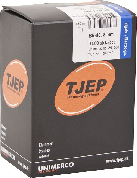 TJEP BE-80 8mm Klammer, verzinkt Box 9.000 Stück, Klammern, 841308