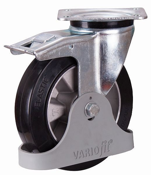 VARIOfit Bremsrolle Elastikvollgummi, 125 x 40 mm, schwarz, auf Aluminiumdruckgussfelge, dpg-125.007