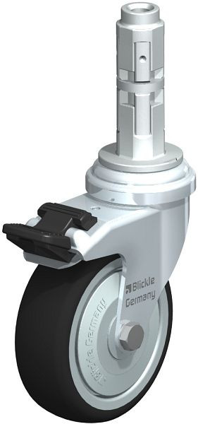 Blickle LRA-PATH 75K-FI-FK-E02 Apparate-Lenkrolle mit Expander & Feststeller, Thermoplastisches Polyurethan, Grau, 848634