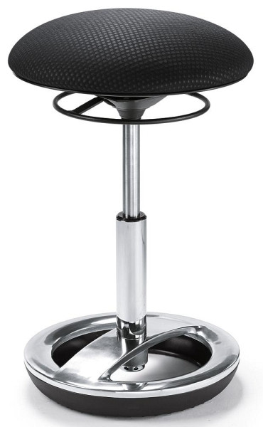 Deskin Hocker SITNESS 33, Design-Standfußring Aluminium poliert, Bezug Stoff Basic BR, Farbe schwarz, 275308