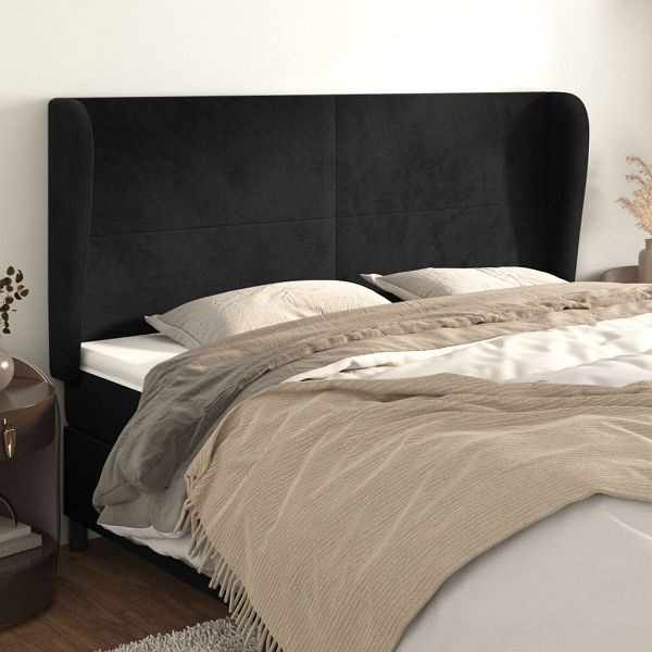 vidaXL Kopfteil mit Ohren Schwarz 163x23x118/128 cm Samt, 3117732