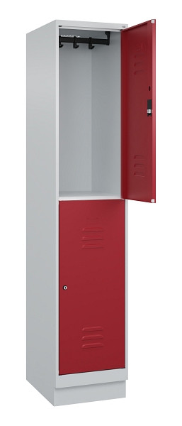 C+P Doppelstock-Spind Classic PLUS, Sockel, 1 Abteil, 1950x400x500mm, 7035/3003, 080320-12 S10016