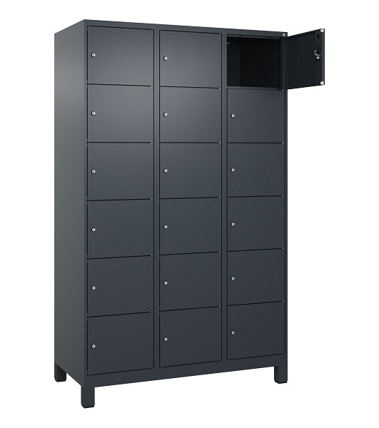 C+P Schließfachschrank Evolo PLUS, mit Füßen, 18 Fächer, 1950x1200x500mm, 7016/7016 Anthrazitgrau, 049010-326 S10016