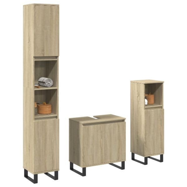 vidaXL 3-tlg. Badmöbel-Set Sonoma-Eiche Holzwerkstoff, 3307675