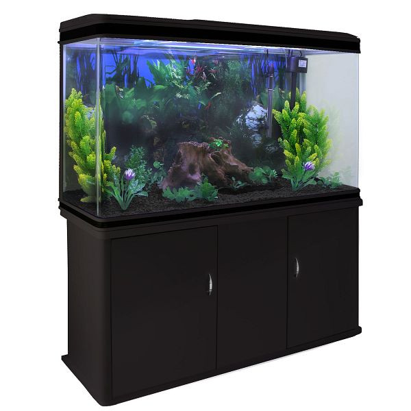 KuKoo 300 L Aquarium Komplettset mit Unterschrank und schwarzem Kies, 25164