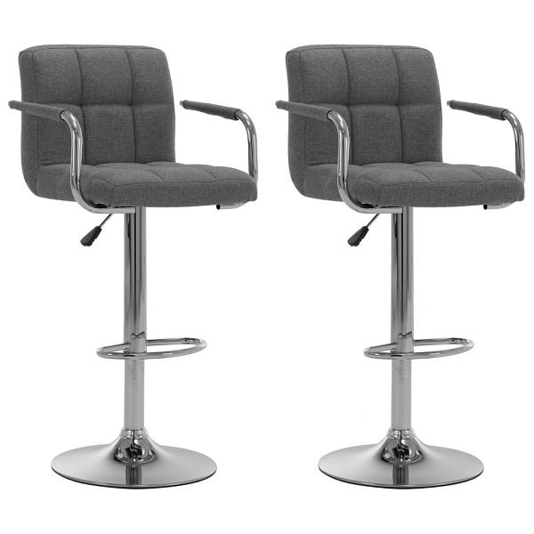 vidaXL Barhocker 2 Stück Hellgrau Stoff, Material: Baumwolle: 90%, Polyester: 10%, 283419