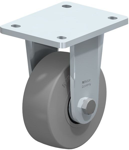 Blickle BO-SE 125K-SG Stahlgeschweißte Schwerlast-Bockrolle, Elastik-Vollgummi, Grau, 852111