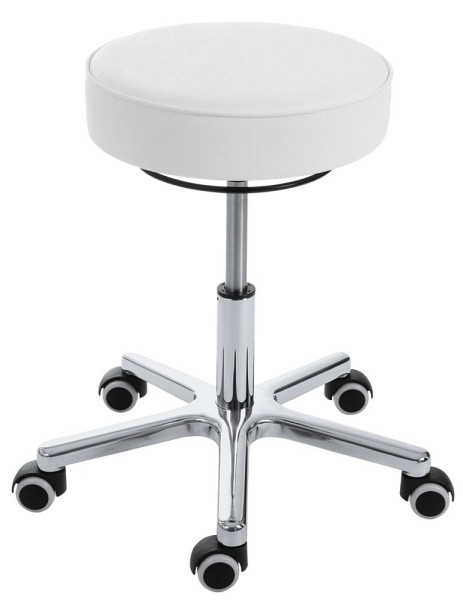 Deskin Drehhocker A-TEC 70, Kunstledersitz weiß, Fußkreuz Aluminium mit Rollen, 260275