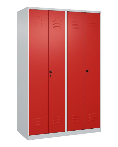 C+P Umkleidespind Classic PLUS SW, 4 Abteile, 1850x1200x500mm, 7035/3020, Drehriegel, 080002-40 S10003