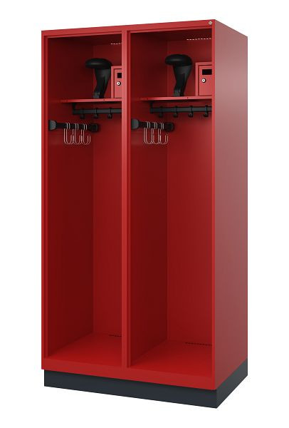 C+P Feuerwehrspind Evolo, Modell FLEXO, 2 Abteile, H1950B1000T600 mm, Feuerrot, Sockel, 0493315-23 S10011