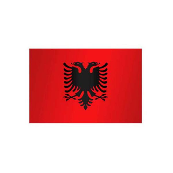 Stein HGS Länderflagge Albanien, 400 x 150 cm (Hochformat), mit Kunststoff-Karabiner, FlagTop 110 g/m², für Fahnenmasten ab 8 m, ohne Hohlsaum, 26740