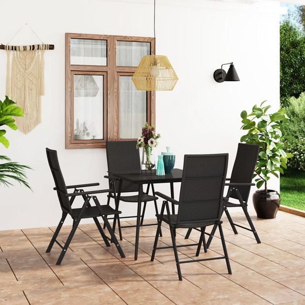 vidaXL 5-tlg. Garten-Essgruppe Schwarz, Top-Qualität, 3060065