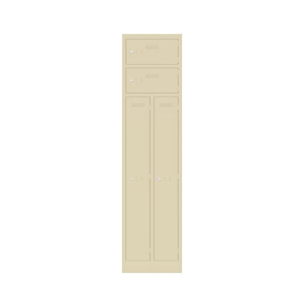 Bisley Garderobenschrank Primary Locker, Garderobenkombination 2 Abteile und 2 Fächern oben, 606 creme, PLF4545D4606