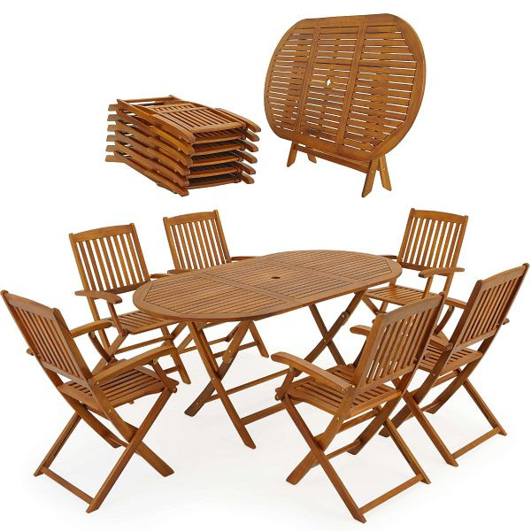 casaria Garten-Sitzgruppe Boston 7-tlg Akazienholz, 997365