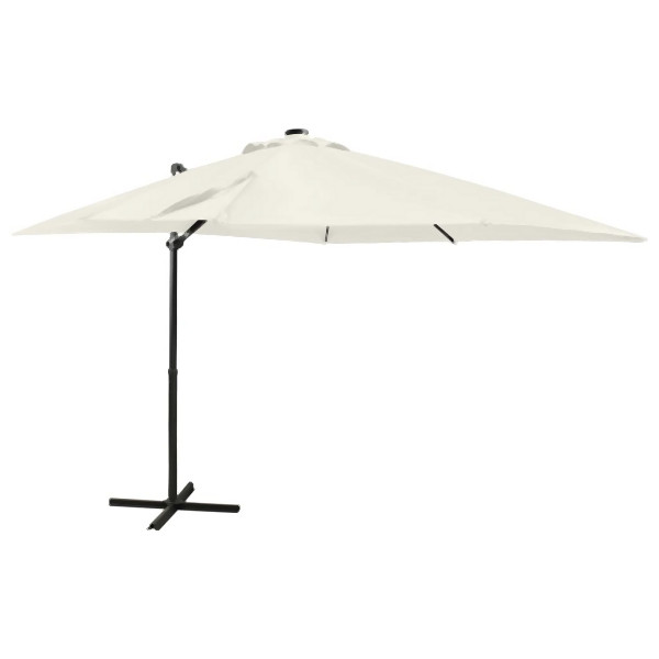 vidaXL Ampelschirm mit Mast und LED-Beleuchtung Sand 250 cm, 312320