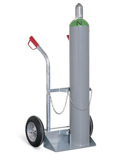 DENIOS Stahlflaschenwagen GFR-2, für 2 Gasflaschen (Ø 250 mm), Luft-Bereifung, 115203
