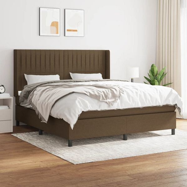 vidaXL Boxspringbett mit Matratze Dunkelbraun 180x200 cm Stoff, 3131612