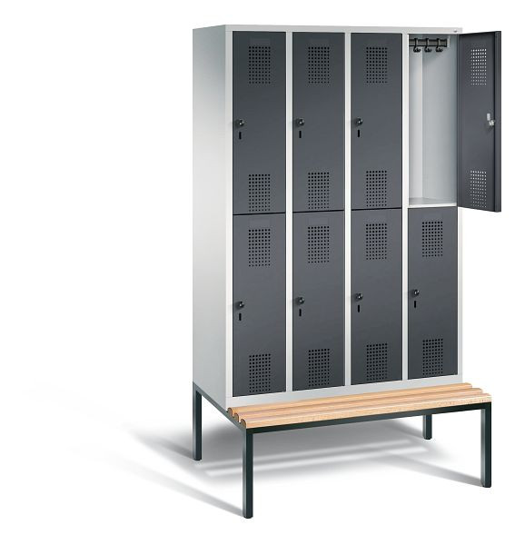 C+P Spind doppelstöckig Evolo, H2090xB1190xT815mm, Farbe: Lichtgrau / Schwarzgrau, 48350-40 S10154