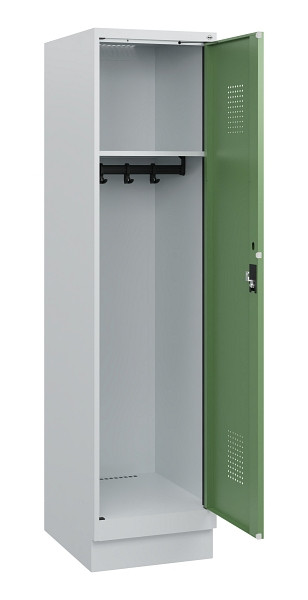 C+P Spind Evolo PLUS, Sockel, 1 Abteil, 1630x400x500mm, 7035/6011, Zylinderschloss, 0490205-12 S10037