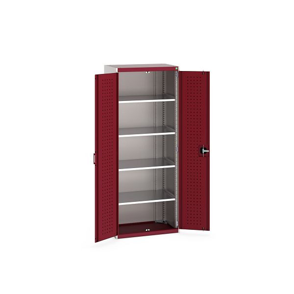 bott cubio Flügeltürschrank bestückt mit 4 Fachböden, BxTxH: 800x525x2000mm, RAL 7035/3004, 40012123.24V