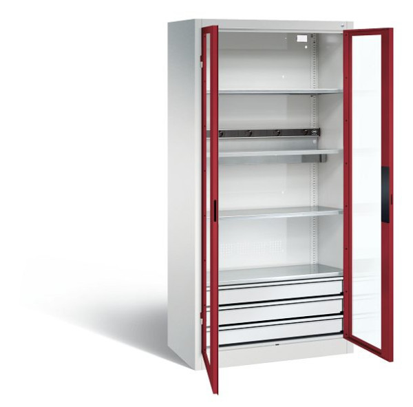 C+P Akkuladeschrank, H1950xB930xT500 mm, Lichtgrau/Rubinrot, 8921-055E1 S10017