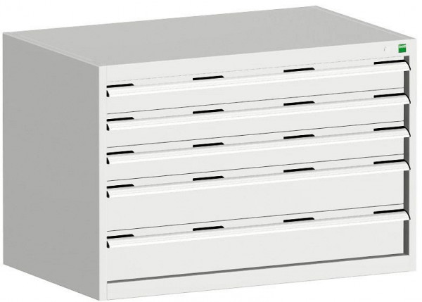 bott cubio Schubladenschrank bestückt mit 5 Schubladen BxTxH: 1050 x 650 x 700 mm, RAL 7035, 40021217.16V