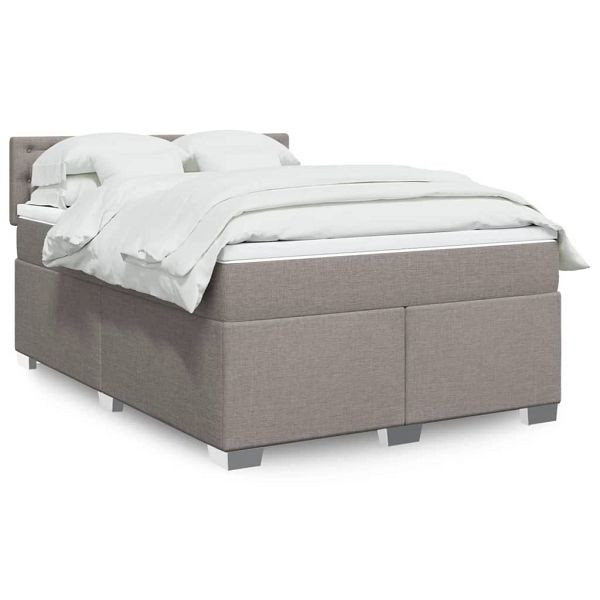 vidaXL Boxspringbett mit Matratze Taupe 140x190 cm Stoff, 3288201