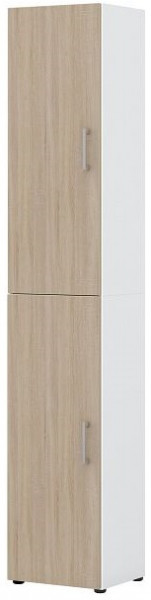 Röhr Aktenschrank B 40 cm x H 212,5 cm x T 33,5 cm, Korpus Weiß, Front Sonoma Eiche, mit 2 Türen, Türanschlag links oder rechts, 6 Ordnerhöhen, 859S631000