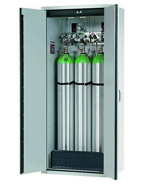 asecos Druckgasflaschenschrank G-CLASSIC-30, G30.205.090 in grau für 3x Druckgasflaschen à 50 Liter, 30673-001-30674