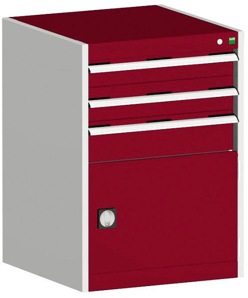 bott cubio Schubladenschrank bestückt mit 3 Schubladen, Tür BxTxH: 650 x 525 x 900 mm, RAL 7035/3004, 40011048.24V