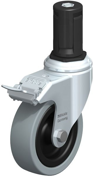 Blickle LKRA-VPA 101G-11-FI-ER15 Apparate-Lenkrolle mit Expander & Feststeller, Vollgummi, Grau, 848187