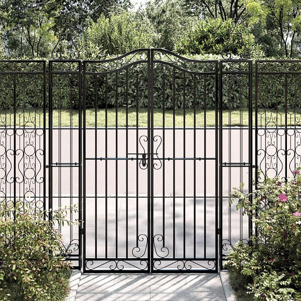 vidaXL Gartentor Schwarz 121x8x150 cm Schmiedeeisen, 363432