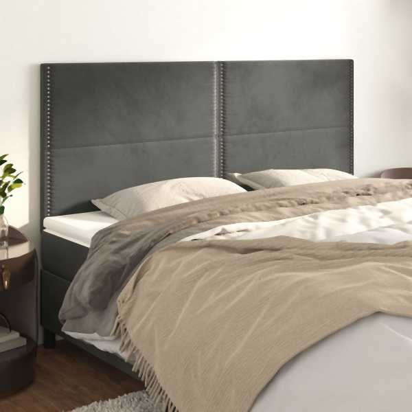 vidaXL Kopfteile 4 Stück Dunkelgrau 90x5x78/88 cm Samt, 3116253