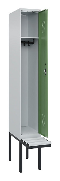 C+P Spind Evolo PLUS, 1 Abteile, 2120x300x815mm, 7035/6011, Haken 3, Zylinderschloss, Sitzfläche Kunststoff, 0490407-10 S10091