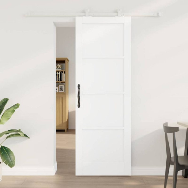vidaXL Schiebetür-Set Weiß 73,5 x 211 cm Massivholz Kiefer und Stahl, 3333385