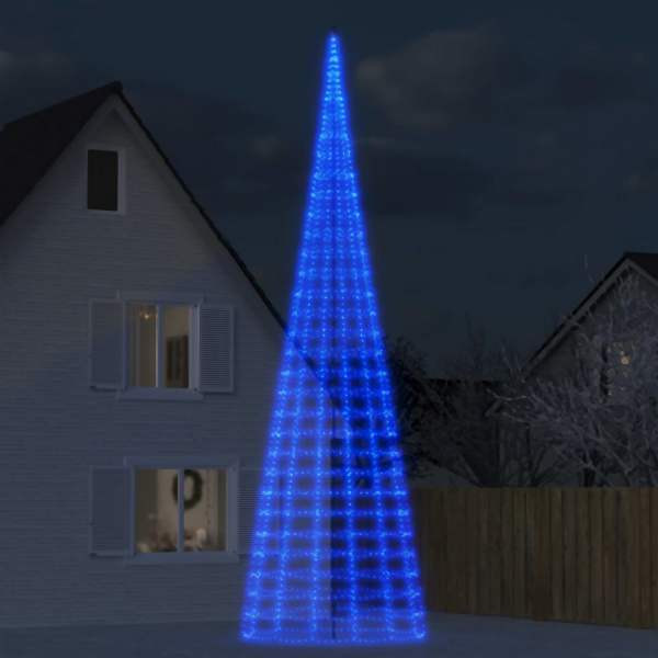 vidaXL LED-Weihnachtsbaum für Fahnenmast 3000 LEDs Blau 800 cm, 358123