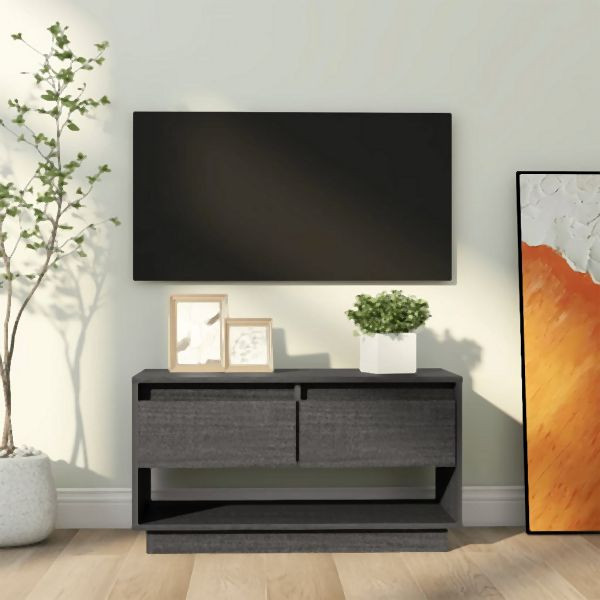 vidaXL TV-Schrank Grau 74x34x40 cm Massivholz Kiefer, 813841