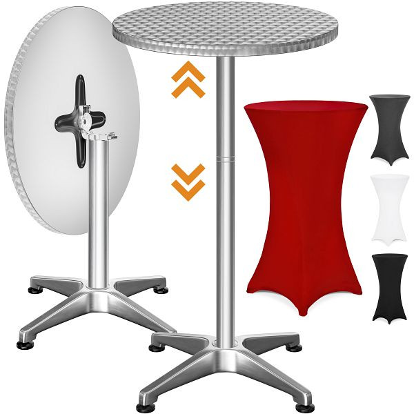 casaria Stehtisch Silber 115x60cm + Husse Rot Ø60cm, 997737
