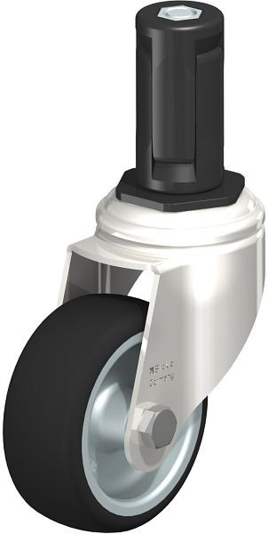 Blickle LKRXA-PATH 80G-11-EXR14 Edelstahl-Apparate-Lenkrolle mit Expander, Thermoplastisches Polyurethan, Grau, 853397