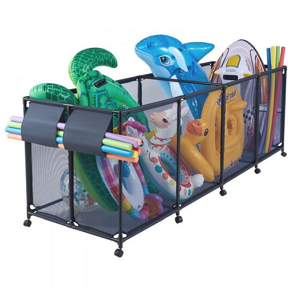 VEVOR Pool-Aufbewahrungsbehälter 2620x815x890 mm mit Seitentaschen, Metallrahmen, Netzkorb für Poolspielzeug, YCCWKJSZJ103EM9DS001V0