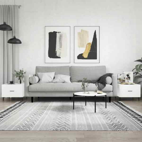 vidaXL Couchtische 2 Stück Hochglanz-Weiß 50x50x40 cm Holzwerkstoff, 829433