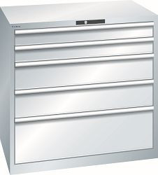 LISTA Schubladenschrank 54x36E (BxTxH) 1023x725x1000mm AUTO Lock, Lichtgrau, 5 Schubladen, Traglast Schubladen 75 - 200 kg, 79.390.020.A
