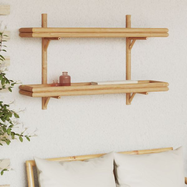 vidaXL Wandregal 2-stufig 100x26x60 cm Abmessung Bambus, 4107162
