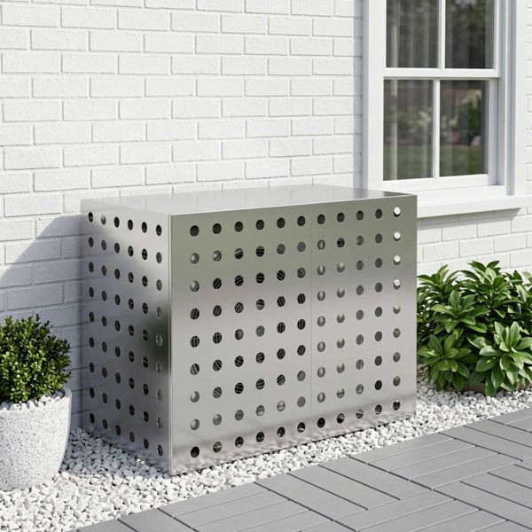 vidaXL Klimaanlagenabdeckung Silber 100 x 50 x 70 cm Verzinkter Stahl, 8014134