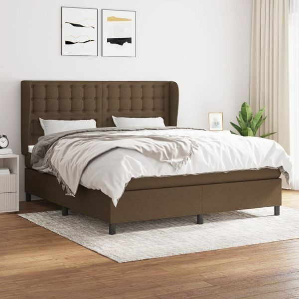 vidaXL Boxspringbett mit Matratze Dunkelbraun 180x200 cm Stoff, 3128304