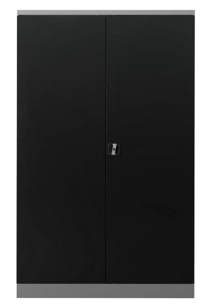 Gürkan Flügeltürenschrank, 60 x 120 x 195 cm, Lichtgrau, Anthrazit, Verstärkte Fachboden Stück 4, FLC.192/60/N, 109883