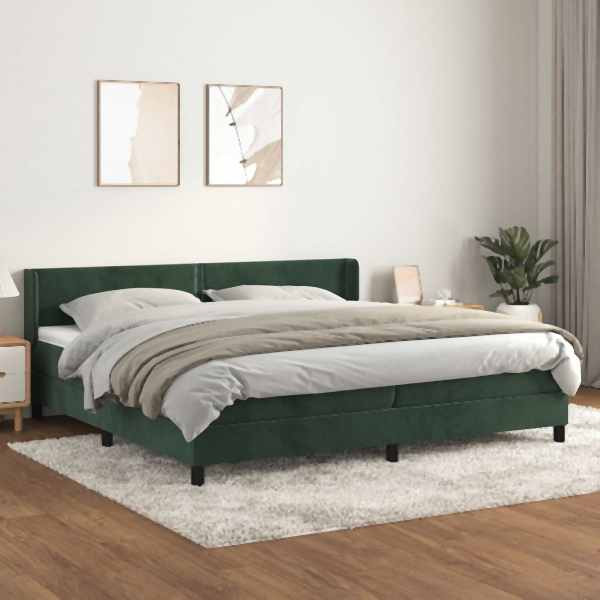 vidaXL Boxspringbett mit Matratze Dunkelgrün 200x200 cm Samt, 3130922