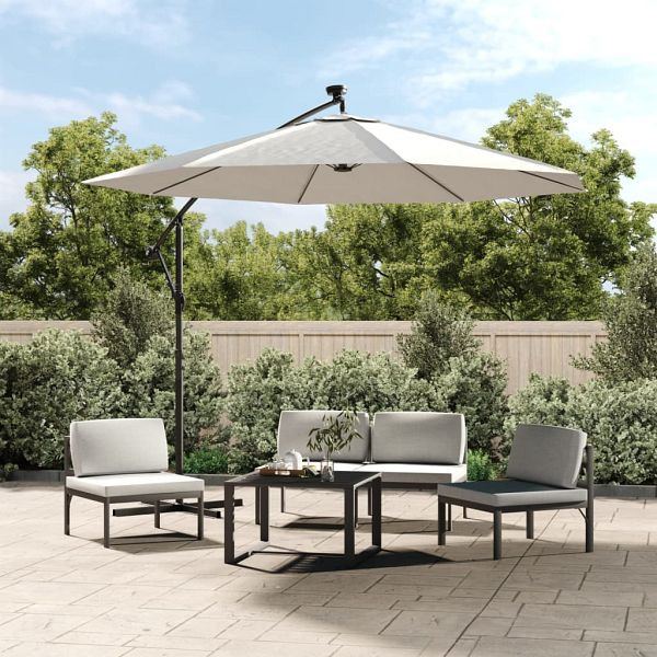vidaXL Sonnenschirm Ampelschirm mit LED-Beleuchtung 300 cm Metallmast, 42970